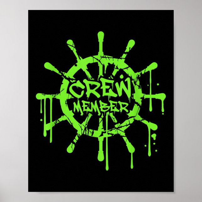 Crew Member Ship Steering Wheel Graffiti Spray Fun Poster (Vorne)