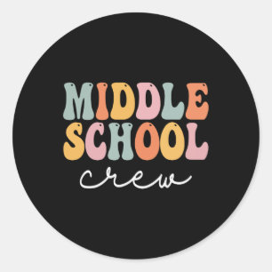 Crew Mittelschule Retro Groovy Vintag erster Tag Runder Aufkleber