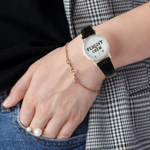 Crew Moderne Schwarze Flugreise Armbanduhr