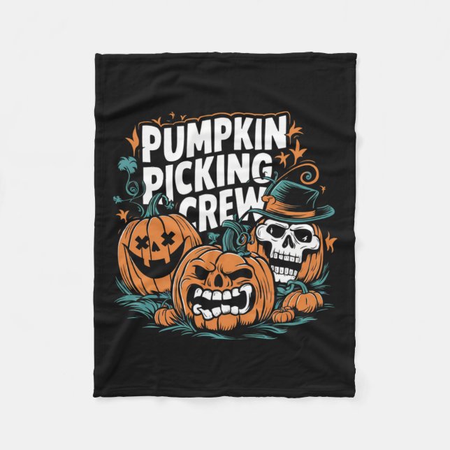 Crew pflücken Funny Pumpkin Patch Halloween Kostüm Fleecedecke (Vorderseite)