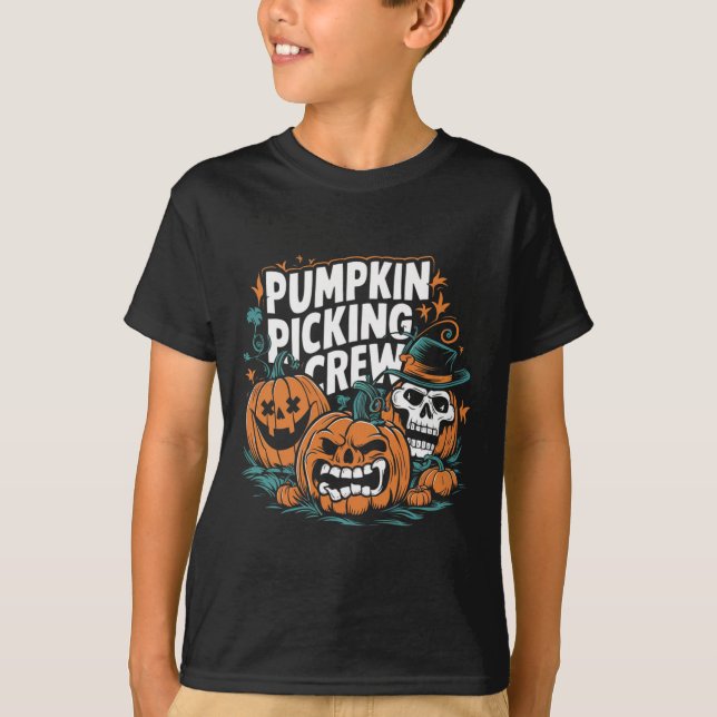 Crew pflücken Funny Pumpkin Patch Halloween Kostüm T-Shirt (Vorderseite)