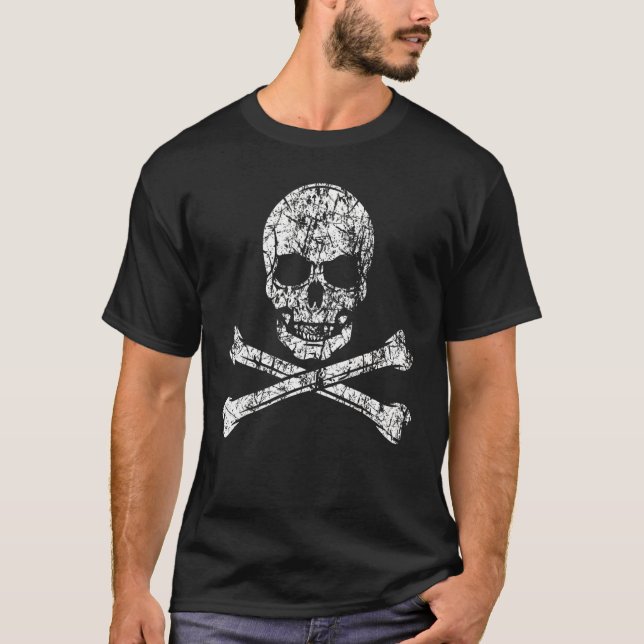 Crew Piratenschädel und Kreuzbeinschiff Seeleute T-Shirt (Vorderseite)