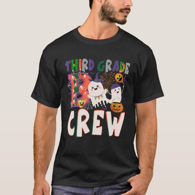 Crew Pumpkin Ghost Skull Spider dritten Klasse Wir T-Shirt (Vorderseite)