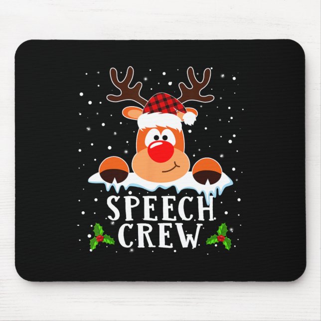 Crew Reindeer Weihnachtsmannmütze Buffalo Red Kari Mousepad (Vorne)