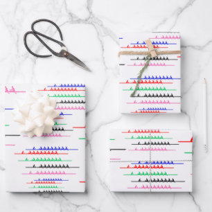 Crew Rennruderer Rudern - Fünf Boote Geschenkpapier Set