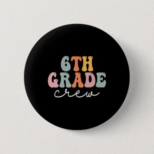 Crew Retro Groovy Frauen glücklicher erster Tag Button