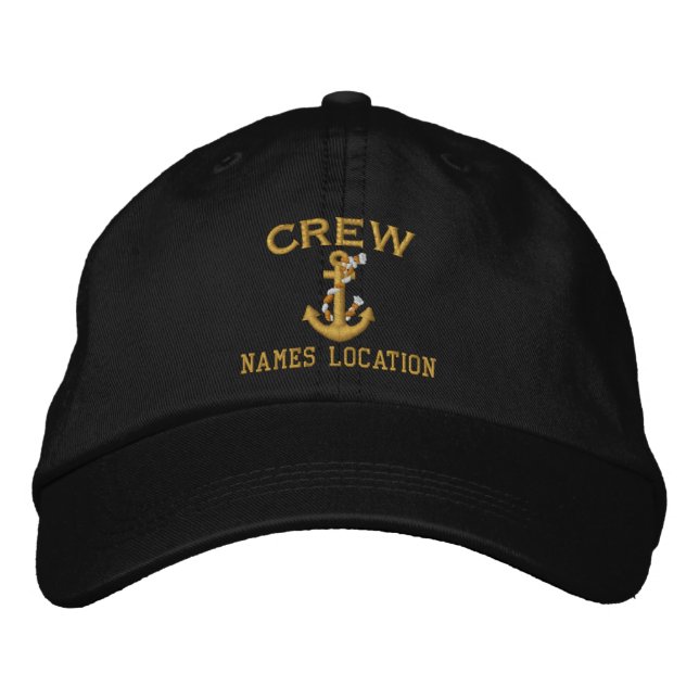 Crew Rope Ankerplatz Ihres Bootes Ihr Name Bestickte Kappe (Vorderseite)