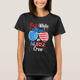 Crew Rot-Blau-Krankenschwester Sonnenbrille 4. Jul T-Shirt