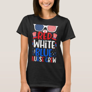 Crew Rot-Blau-Krankenschwester Sonnenbrille 4. Jul T-Shirt