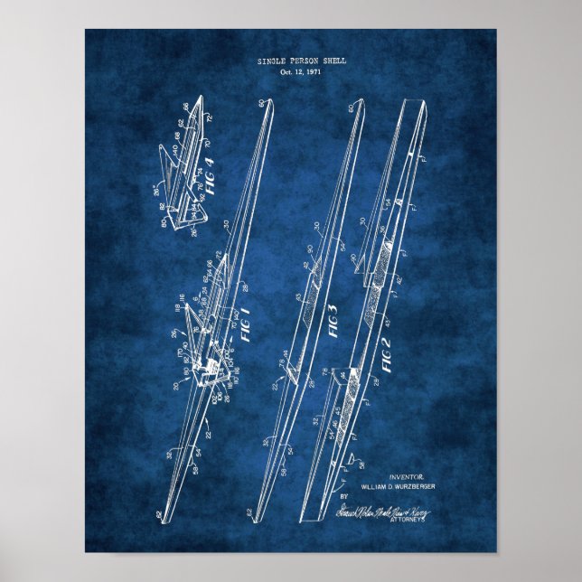 Crew Ruwing Poster Patentdiagramm der Rudermaschin (Vorne)