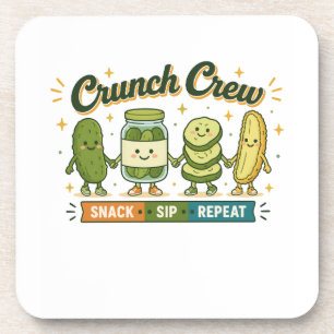 Crew Snack Sip Wiederholung Lustiger Food Lover [ Getränkeuntersetzer