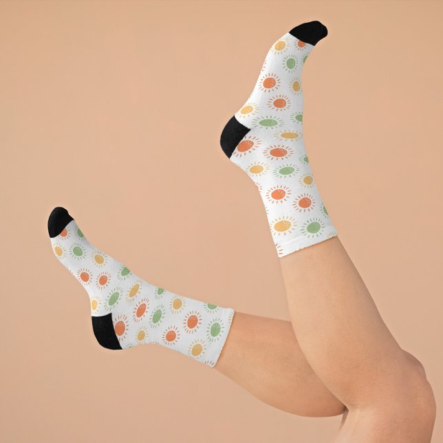 Crew Socken aus farbenfroher Sonnenblende (Colorful Sun Happy Doodle Fun Crew Socks)