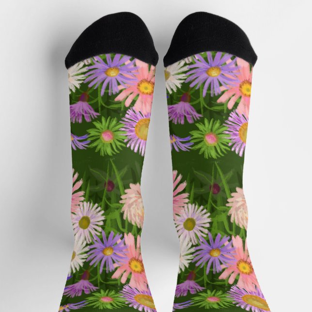 Crew-Socken aus Flor, rosa Aster Socken (Oben)