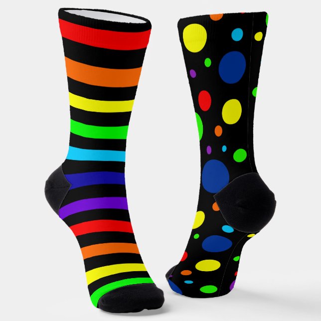 Crew-Socken aus schwarzem Regenbogen Socken (Gewinkelt)