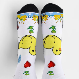 Crew Socken Gelbe Huhn Rote Herzen 
