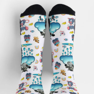 Crew Socken Katze Hund Mäuse Regenbogen Fisch