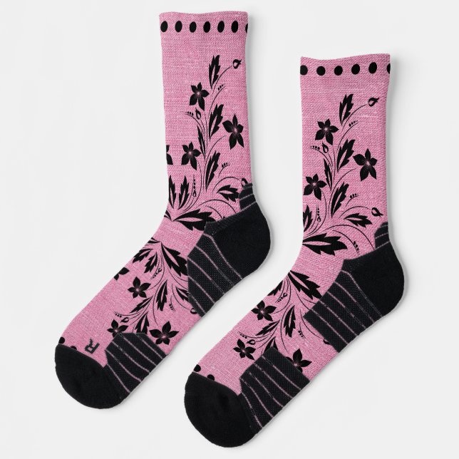 Crew Socken Rosa und Schwarz Design (Links)