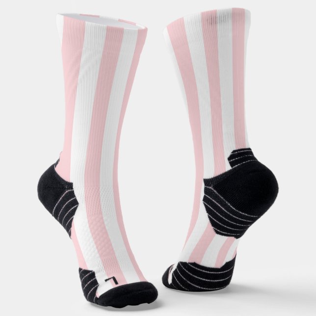 Crew Socken Rosa und Weiß Streifen (Gewinkelt)