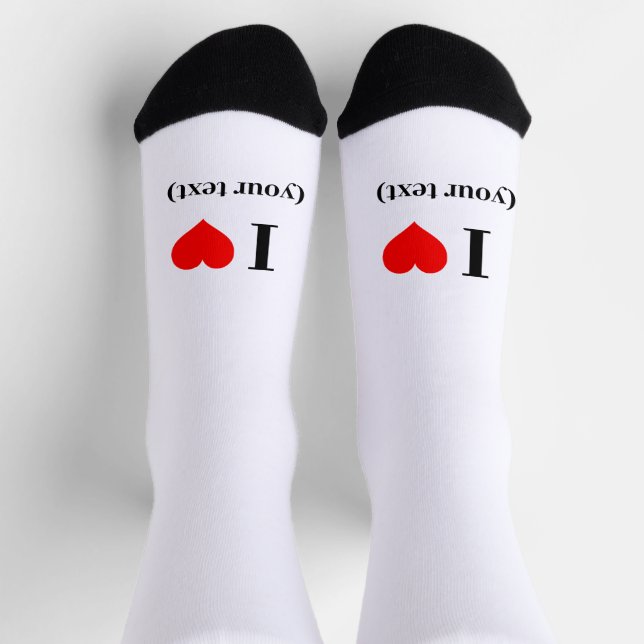 Crew Socks - Benutzerdefiniertes I-Herz (Ihr Text) Socken (Oben)
