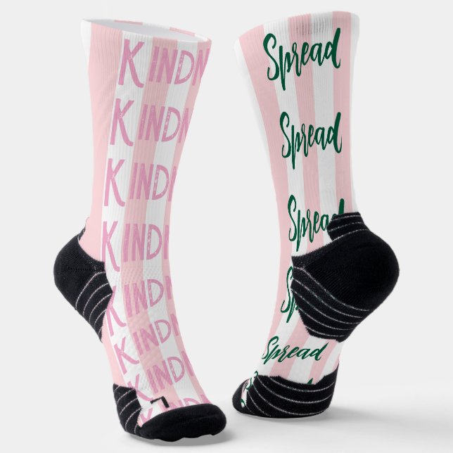 Crew Socks Pink & White Stripe Spread Kindness Socken (Gewinkelt)