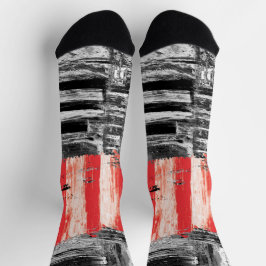 Crew Socks – Red Pulse Abstract Design Socken