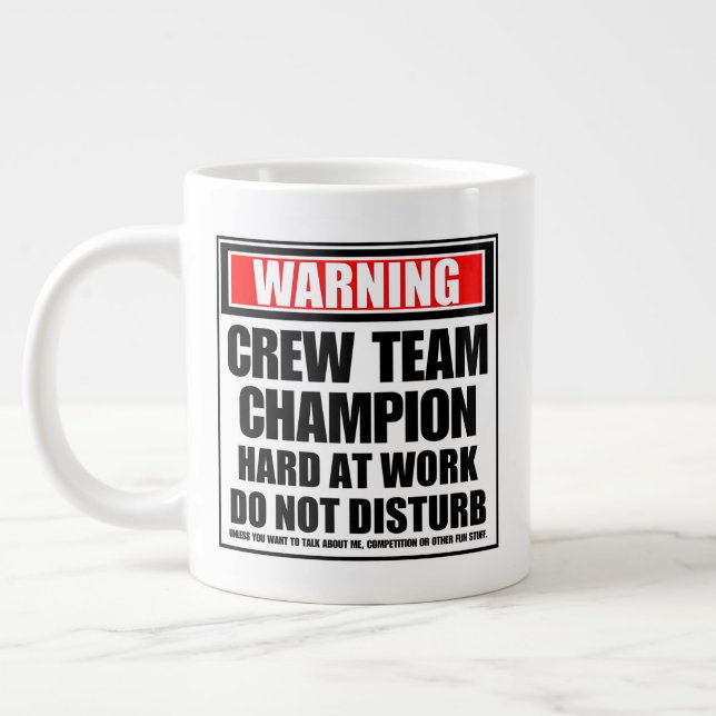 Crew-Team-Champion hart am Arbeitsplatz Jumbo-Tasse (Links)