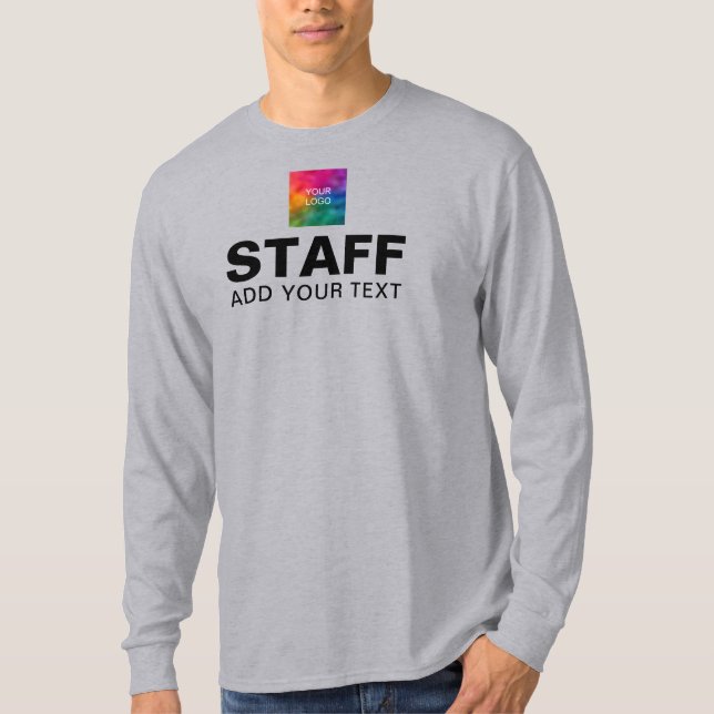 Crew-Team für Text-Logos Mens Grey Long Sleeve T-Shirt (Vorderseite)
