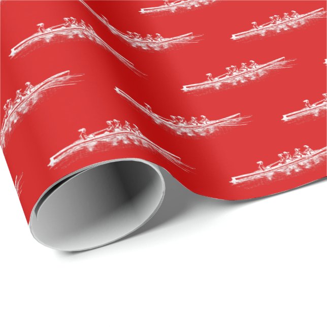 Crew-Team von White Red Women Rowing Rowers Geschenkpapier (Rolleneckpunkt)