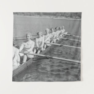 CREW TEAMvintage, sport, row, team, boat, retro, c Wandteppich