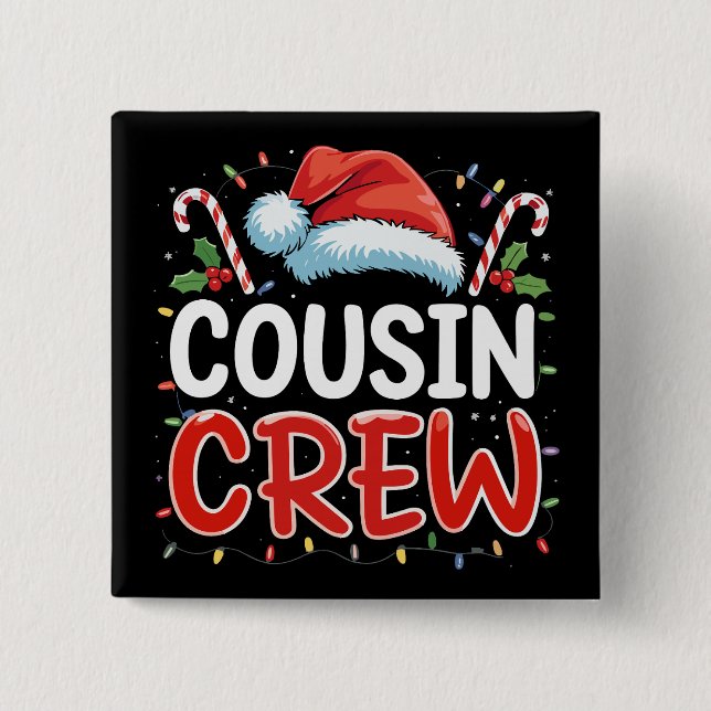 Crew Weihnachten Cousins Weihnachtsmannmütze Button (Vorderseite)