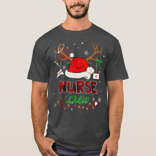 Crew Weihnachtsmannmütze Rentier Stethoscope Pfleg T-Shirt