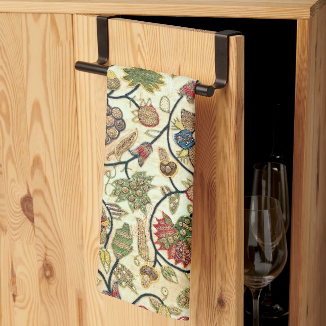 Crewel Work Stickerei Obst und Blume Geschirrtuch (Drittel gefaltet)