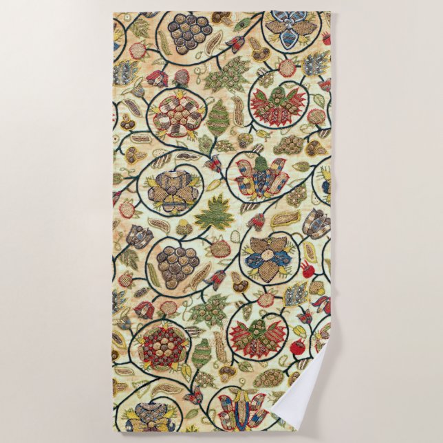 Crewel Work Stickerei Obst und Blume Strandtuch (Vorderseite)