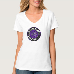 CRHS Basketball-Logo - Ladys White V-Neck T-Shirt