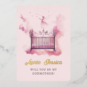 Crib Fairy Watercolor Foto Godmutervorschlag Folieneinladung