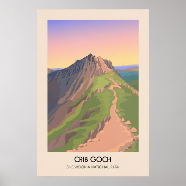 Crib Goch Snowdonia Reiseplakat Poster (Vorne)