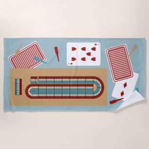 Cribage Game Board und Spielelemente Strandtuch