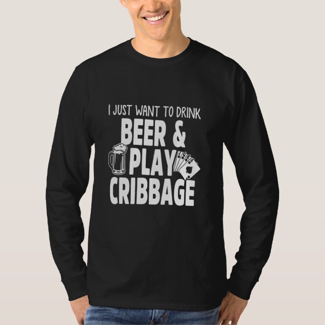 Cribbage Beer Crib Card Board Game Player T-Shirt (Vorderseite)