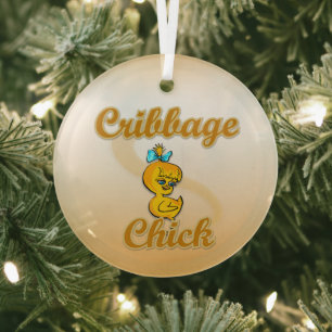 Cribbage Chick Ornament Aus Glas