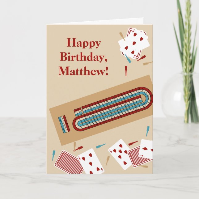 Cribbage Game Themed Custom Message Geburtstag Karte (Vorderseite)