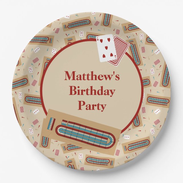 Cribbage Game Themed Personalisiertes Party Pappteller (Vorderseite)