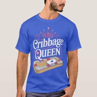 Cribbage Queen Skunked Peg Kartenspiel Brettspiel  T-Shirt