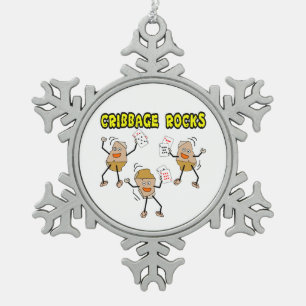 Cribbage Schneeflocken Zinn-Ornament