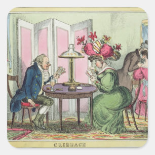 Cribbage, veröffentlicht von Thomas McLean, London Quadratischer Aufkleber