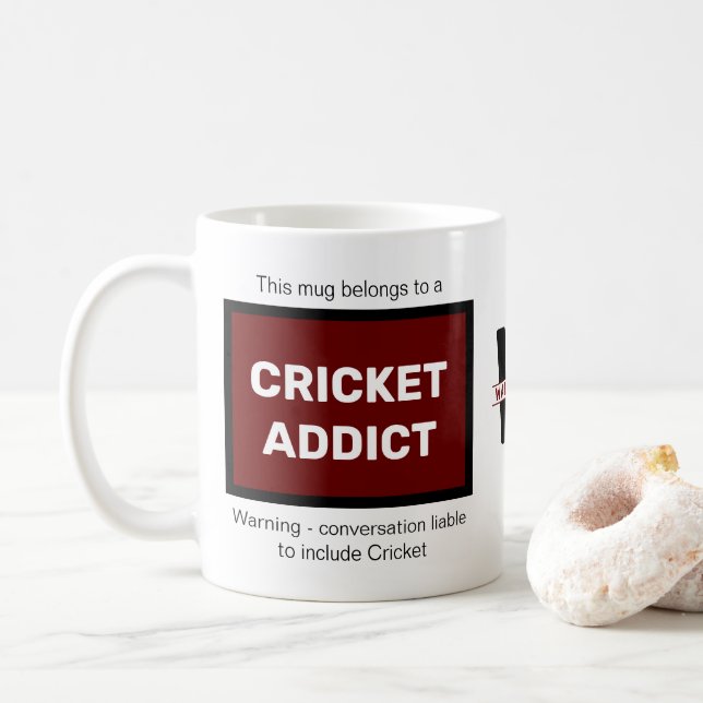 Cricket Addict Hinzufügen des Monogramms für Ihren Kaffeetasse (Mit Donut)