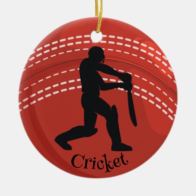 Cricket Ball Cricketer Design Keramik Ornament (Vorne)