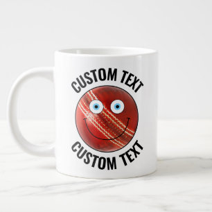 Cricket Ball Custom Happy Face & Personalisiert Te Jumbo-Tasse
