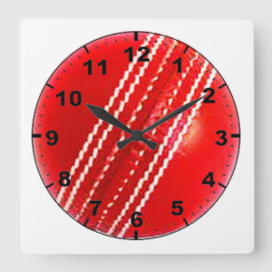 "Cricket Ball" design wall clocks Quadratische Wanduhr