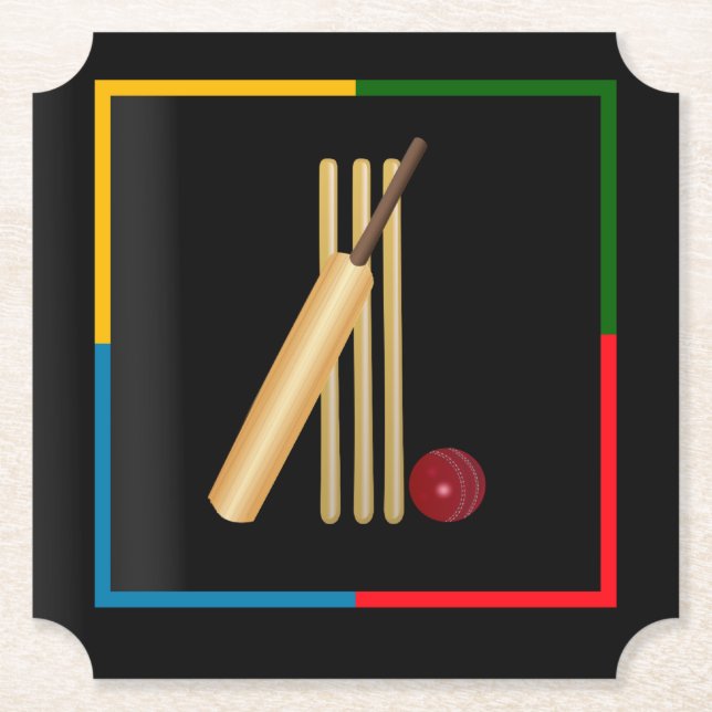 Cricket, Ball, Fledermaus und Ball, Teller Untersetzer (Vorderseite)