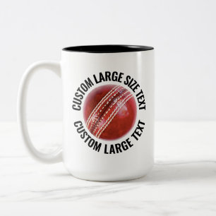 Cricket Ball & Large Text SCHWARZ 15oz Custom Zweifarbige Tasse